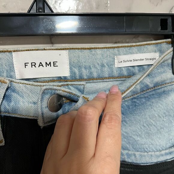 FRAME Le Sylvie Slender Straight Black Ice Jeans - Picture 4 of 8